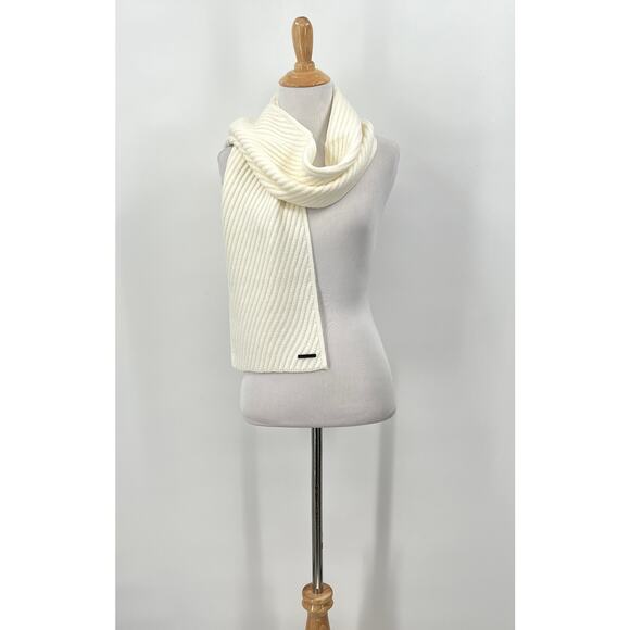 ALLSAINTS Traveling Rib Scarf Women Cream One Size Cozy Wool Blend Gift NEW - Picture 2 of 7